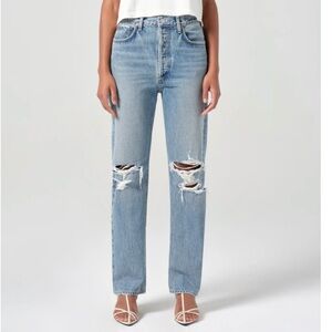 Agolde Blue High Rise Distressed Jeans
